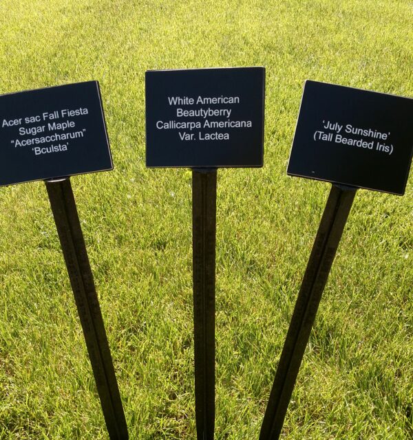 24" markers with custom engraved labels.
